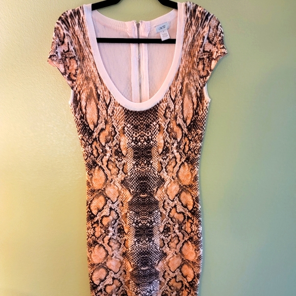 Pink Snakeskin Print Bodycon Dress